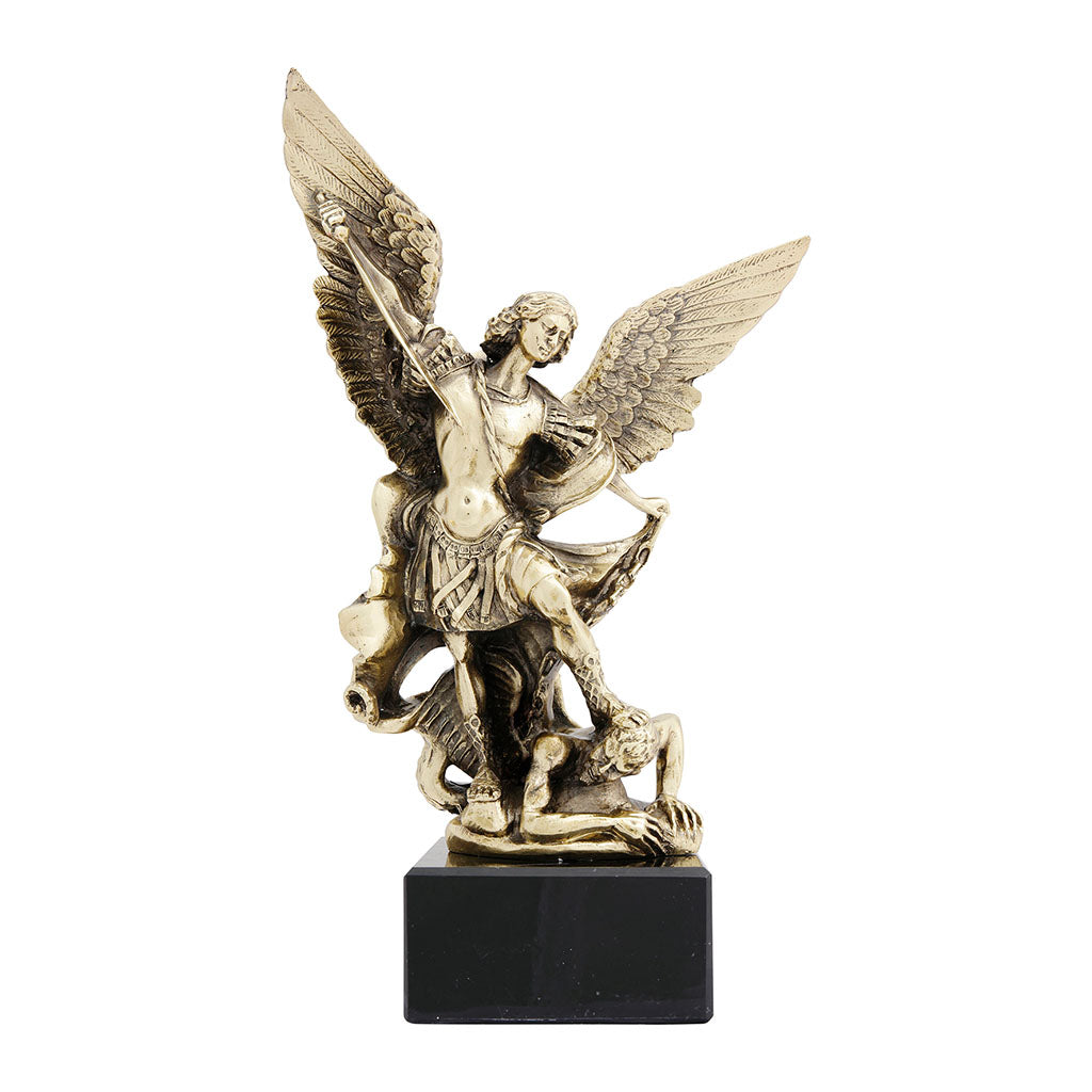 Statue Saint Michel Ares modèle GM en résine injectée avec socle en marbre