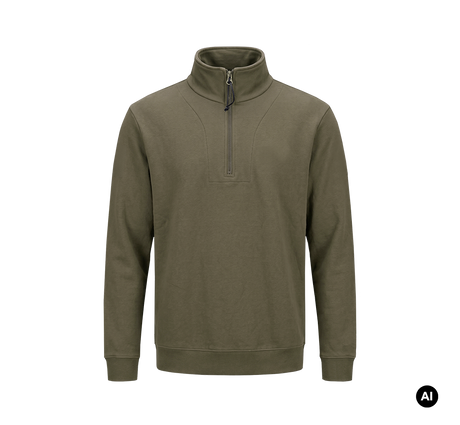 Sweat Brandit Plüsch Troyer en coton col montant à fermeture éclair et bords côtes