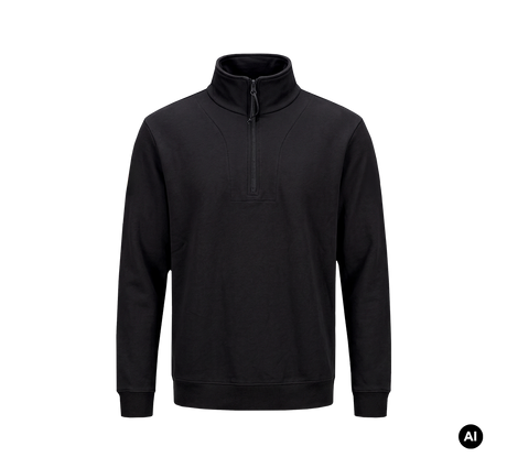 Sweat Brandit Plüsch Troyer en coton col montant à fermeture éclair et bords côtes