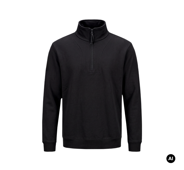 Sweat Brandit Plüsch Troyer en coton col montant à fermeture éclair et bords côtes
