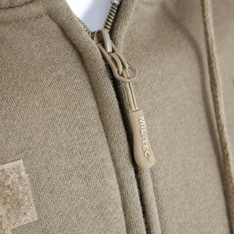 Sweat à capuche Mil-Tec Tactical en coton-polyester avec poches bras et fermeture éclair frontale