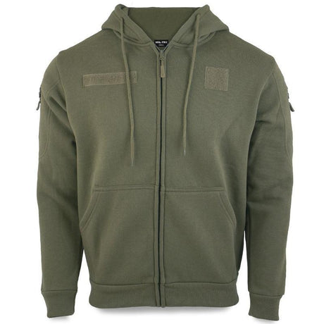Sweat à capuche Mil-Tec Tactical en coton-polyester avec poches bras et fermeture éclair frontale