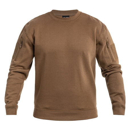 Sweat tactique Mil-Tec col rond en coton-polyester avec deux poches bras supérieur et passage écouteurs