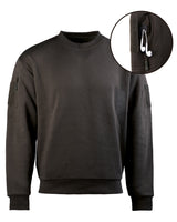 Sweat tactique Mil-Tec col rond en coton-polyester avec deux poches bras supérieur et passage écouteurs