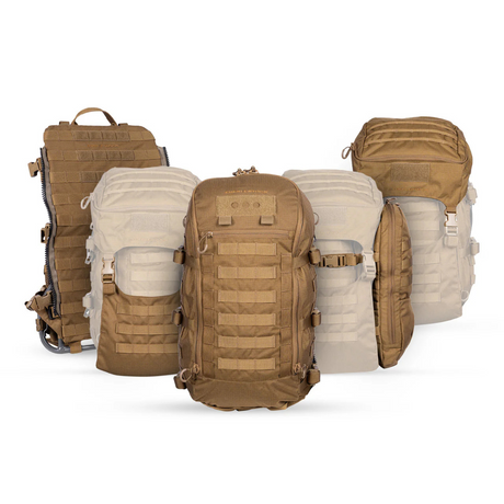 Système modulaire tactique Eberlestock Mission EMOD Full Kit cadre, sac d'assaut, coiffe, ailes et panneau