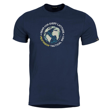 T-shirt Pentagon Globe imprimé en coton filé à l'anneau 190 g/m² anti-odeurs