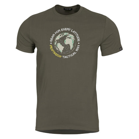 T-shirt Pentagon Globe imprimé en coton filé à l'anneau 190 g/m² anti-odeurs