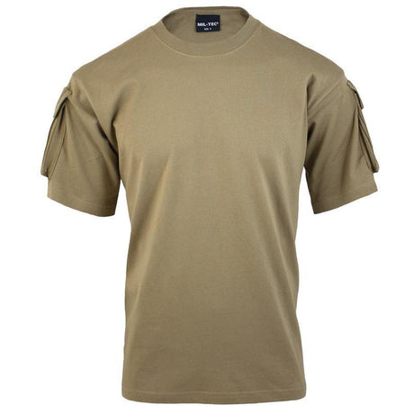 T-shirt tactique Mil-Tec en 100 % coton avec poches auto-agrippantes sur les deux manches pour patches