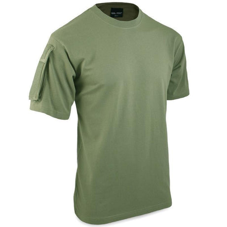 T-shirt tactique Mil-Tec en 100 % coton avec poches auto-agrippantes sur les deux manches pour patches