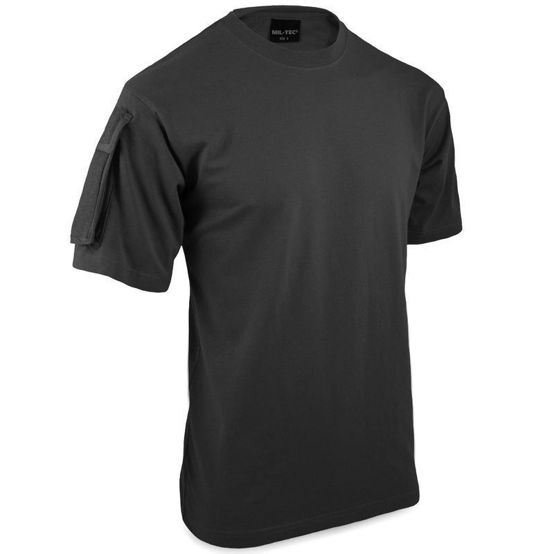 T-shirt tactique Mil-Tec en 100 % coton avec poches auto-agrippantes sur les deux manches pour patches
