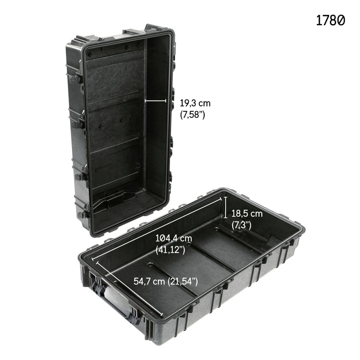 Valise étanche Peli 1780 Protector à roulettes intérieur 104,4 x 54,7 x 37,8 cm vendue vide