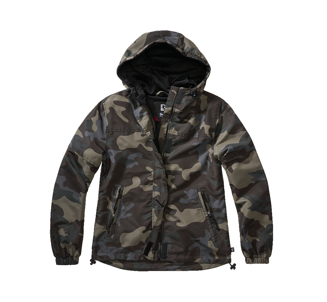 Veste coupe-vent Brandit coupe femme doublure filet respirante capuche à cordon