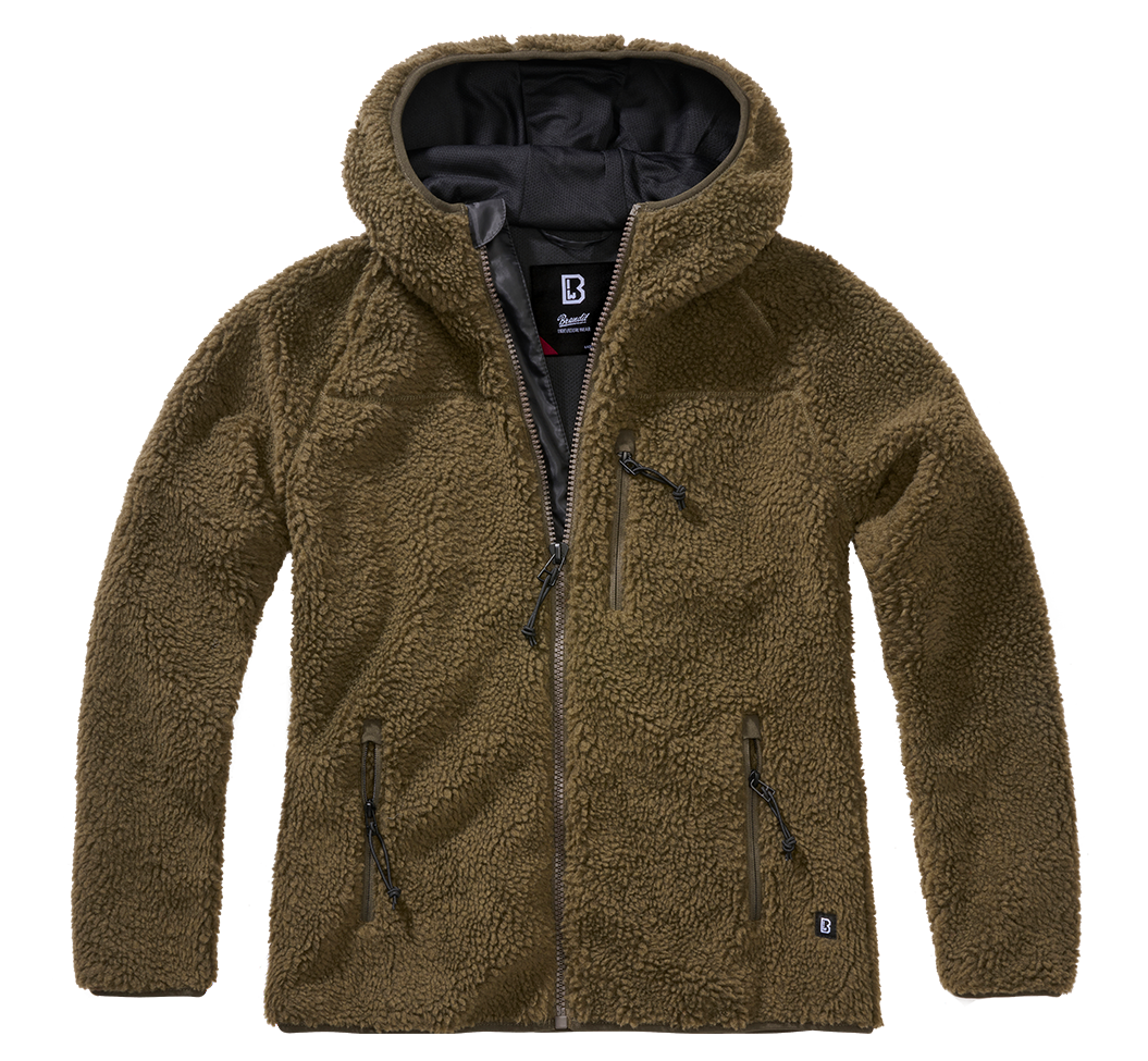 Veste polaire Brandit coupe femme à capuche maille peluche et trois poches à glissière
