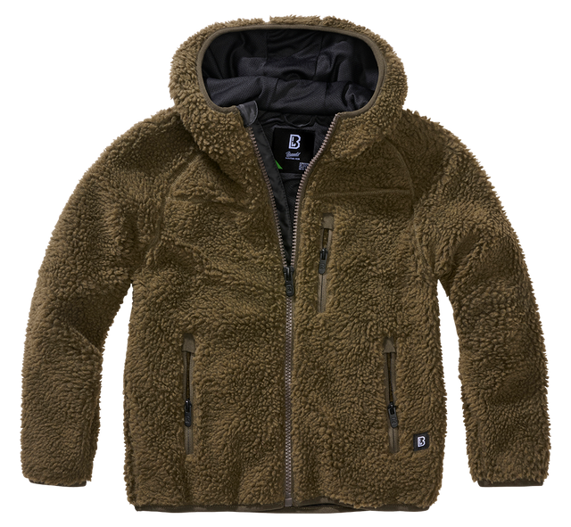 Veste polaire enfant Brandit Teddyfleece à capuche maille peluche et quatre poches