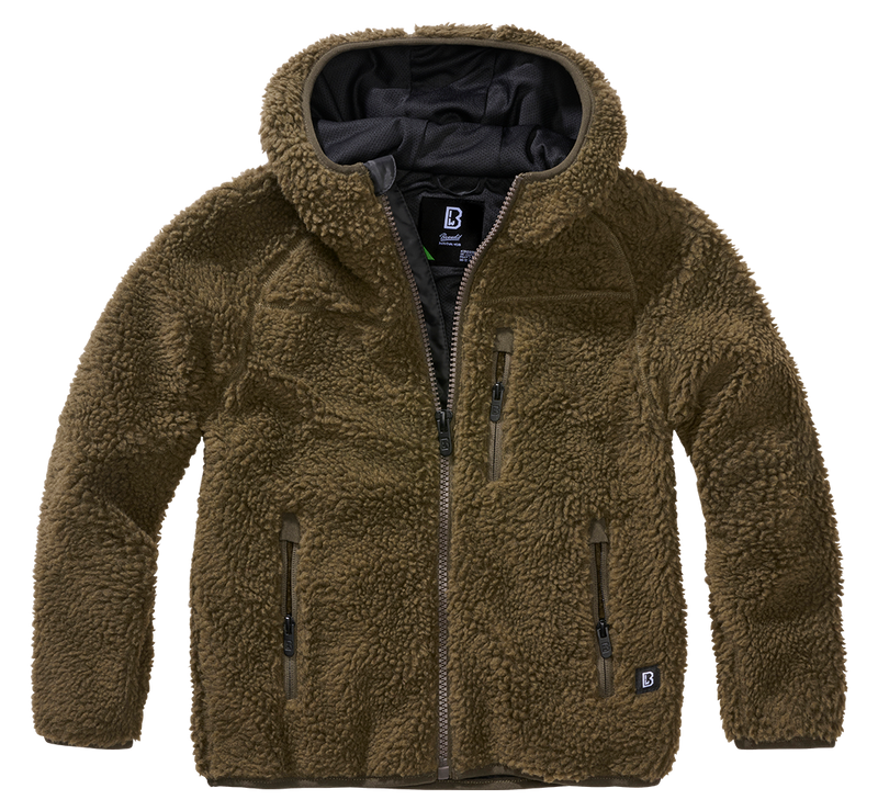 Veste polaire enfant Brandit Teddyfleece à capuche maille peluche et quatre poches