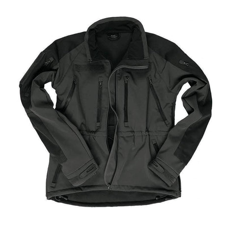 Veste softshell Mil-Tec Tactical Plus laminé trois couches colonne 8000 mm avec boucles pouces et compartiments protection
