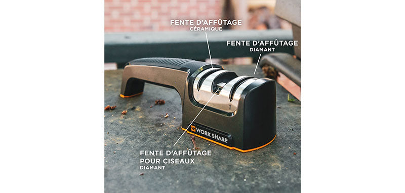 Affûteur de cuisine Work Sharp Pull Through diamant 320 céramique et fente ciseaux