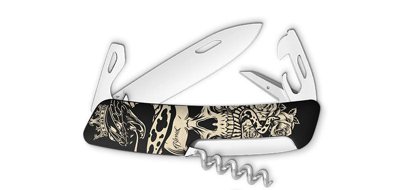 Couteau suisse Swiza D03 Dia De Los Muertos 6 outils lame 75 mm acier inoxydable 440