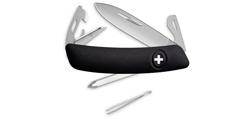 Couteau suisse Swiza D04 Allmatt plaquettes synthétiques 6 outils cruciforme n°1-3