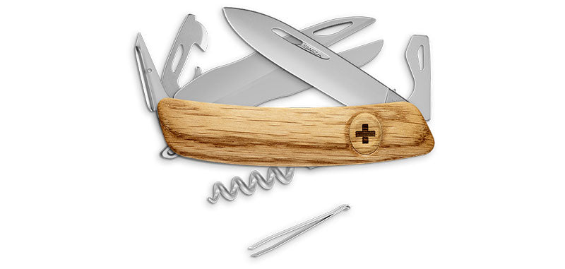 Couteau suisse Swiza D07 Allmatt plaquettes bois 8 outils avec ciseaux et anneau