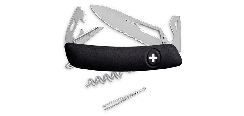 Couteau suisse Swiza SH03 Allmatt synthétique ouverture une main 7 outils anneau