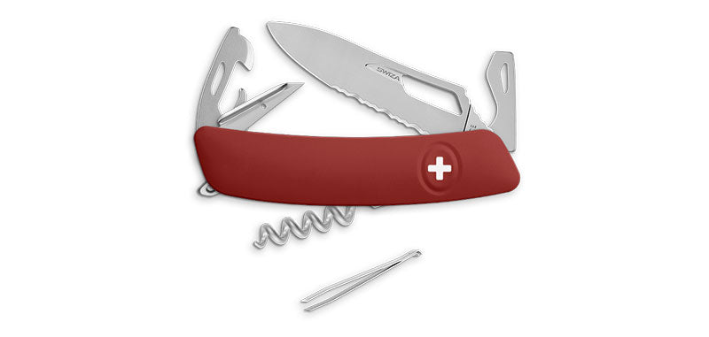 Couteau suisse Swiza SH03 Allmatt synthétique ouverture une main 7 outils anneau