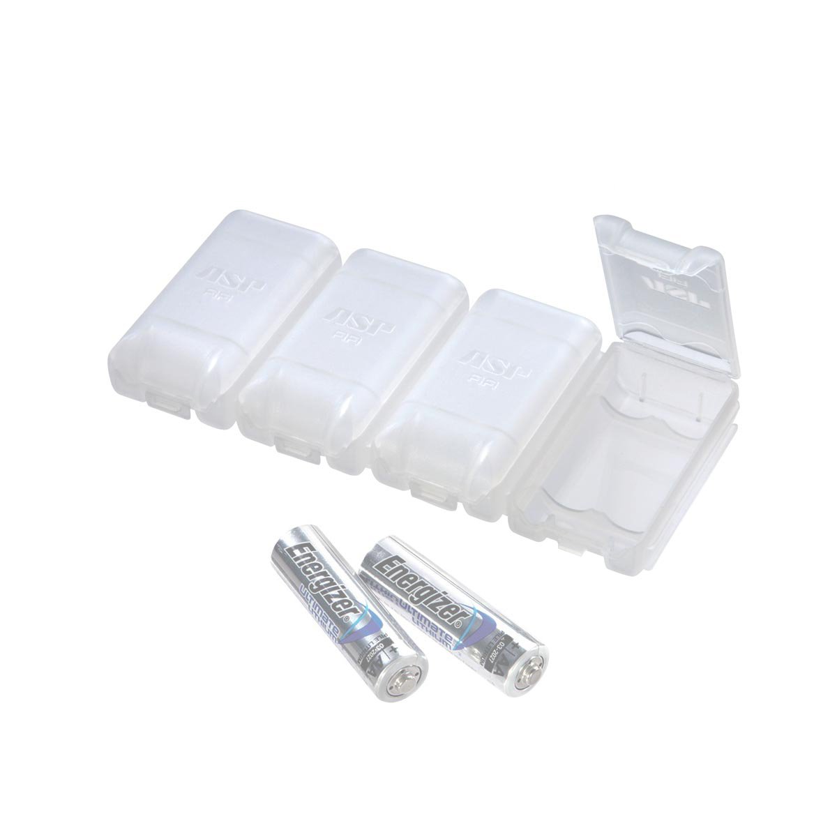 Lot de 4 boîtiers de rangement ASP Link Case pour 2 piles LR6 AA chacun, assemblables