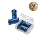 Lot de 4 piles lithium CR123A 3 V ASP protection PTC et boîtier Link Case fourni