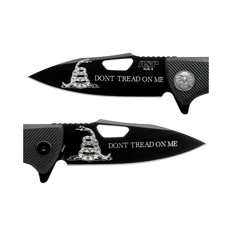 Couteau pliant PDK Engraver's Edition Battle Rattle ASP lame AUS-8 de 8,89 cm