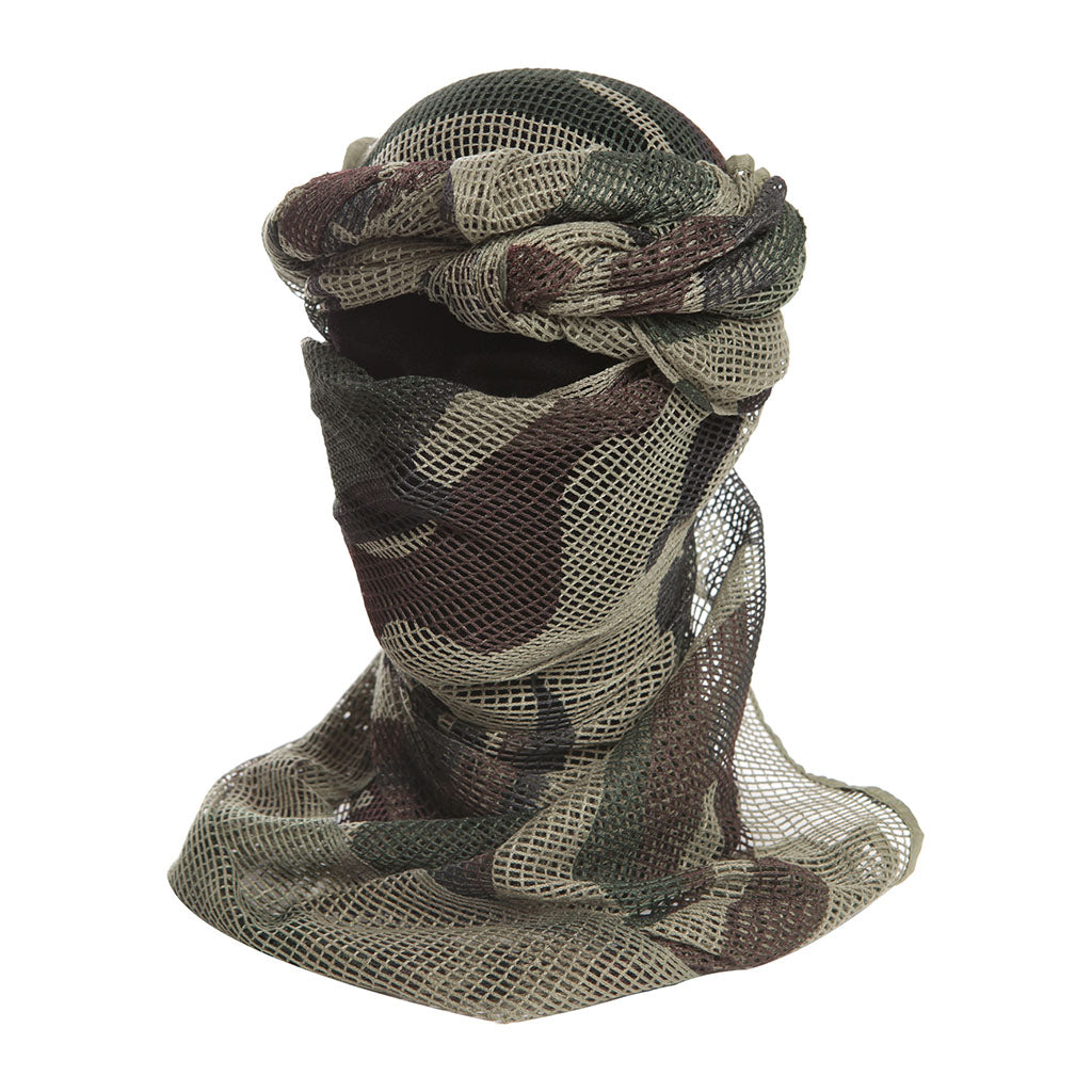 Chèche filet Ares en résille polycoton, foulard et filet de camouflage polyvalent