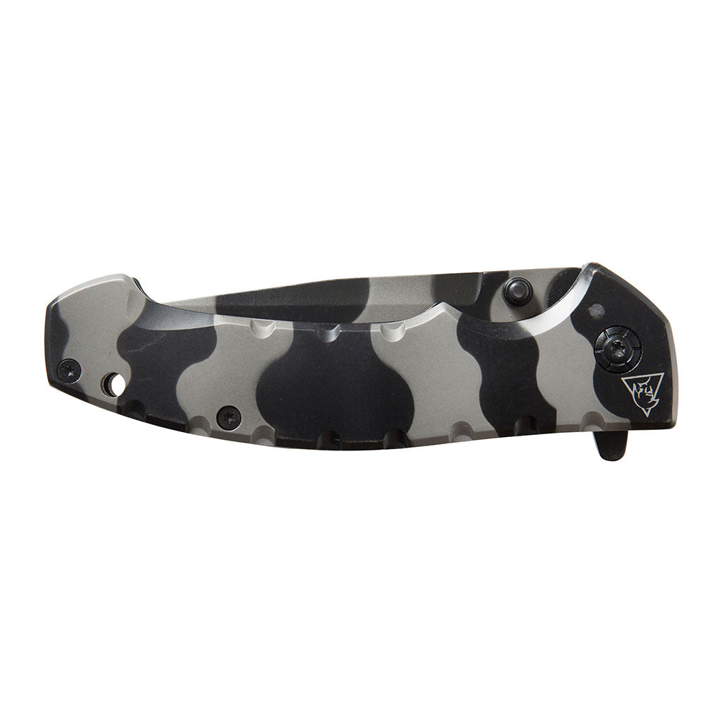 Couteau pliant Ares Black Bee manche aluminium lame semi-crantée 10 cm ouverture une main
