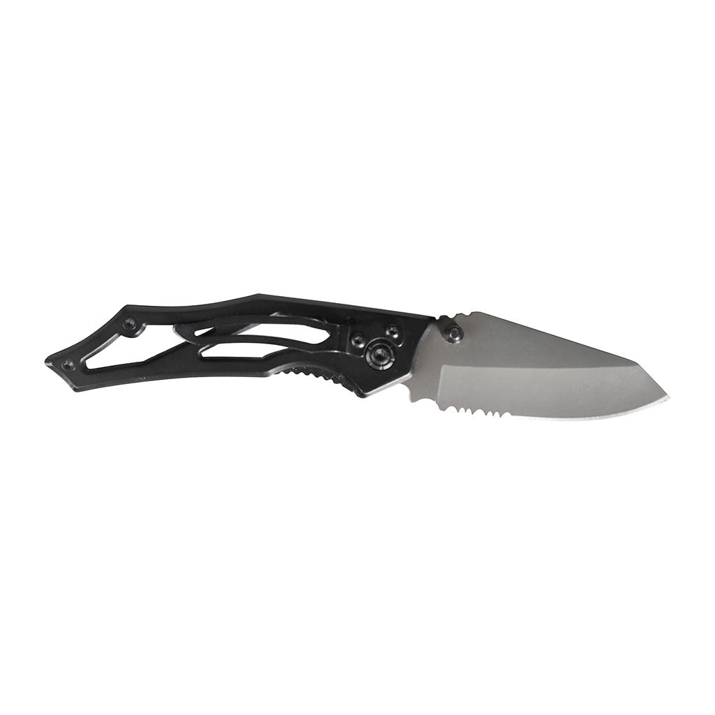 Couteau pliant Ares Mini Dague Black Series manche métal ajouré avec étui de ceinture