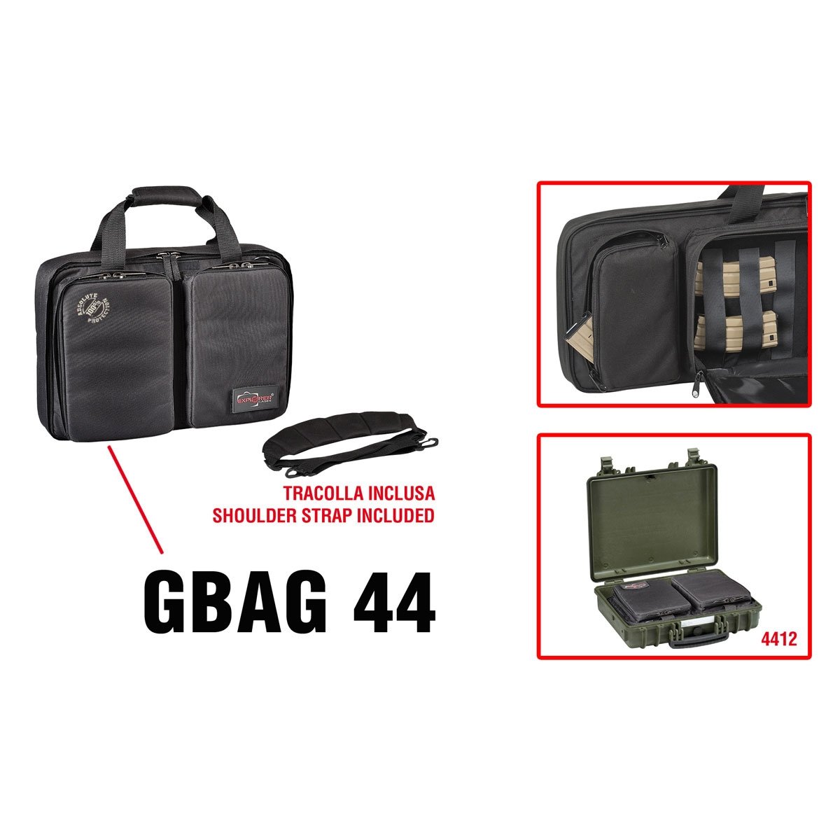 Housse pour arme Explorer Cases Gun Bag 44 matelassée 445 x 345 x 90 mm tissu 600D