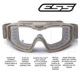 Kit masque balistique ESS Influx AVS, deux écrans polycarbonate 3 mm, EN 166 et ANSI Z87.1