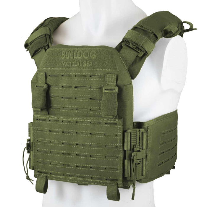 Gilet porte-plaques QR KINETIC Bulldog Tactical - Vert olive - M (76 - 99 cm) - Welkit.com - 3662950132421 - 3