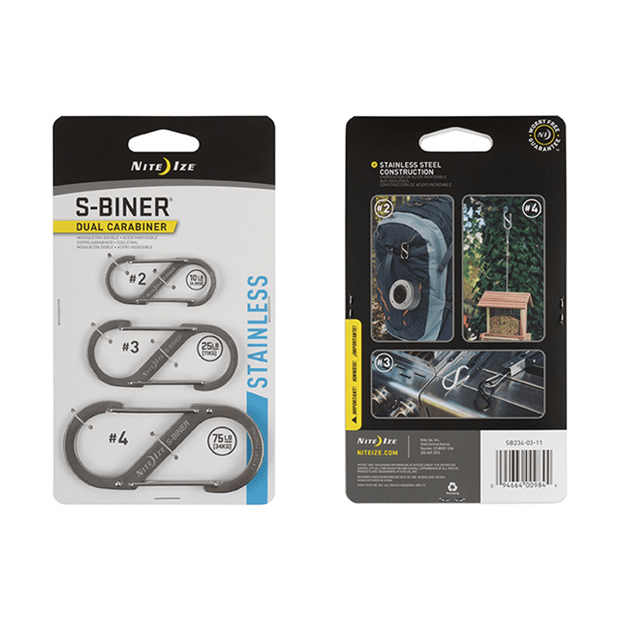 Mousqueton S-BINER 3 PACK DUAL STAINLESS STEEL Nite Ize - Argent - - Welkit.com - 94664009844 - 4