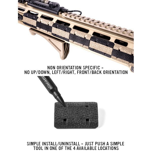 Couvre-rails M-LOK Type 2 Magpul en 2 parties lot de 6 pour rail aluminium
