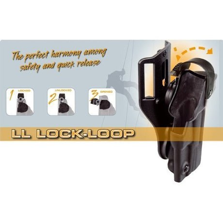 Holster Roto-Plus Radar 1957 Glock 17 avec TLR2 gaucher niveau III Polyform, LL Lock-Loop