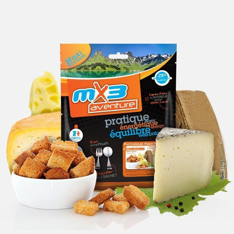 Ration lyophilisée FONDUE AUX 4 FROMAGES ET SES CROÛTONS 708 KCAL MX3 Aventure - Autre - Welkit.com