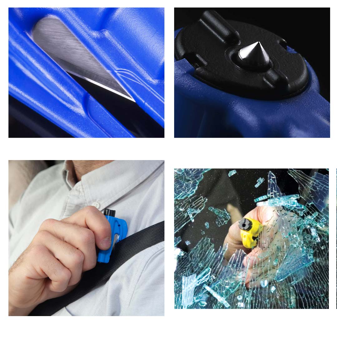 Brise-vitre coupe-sangle Resqme pour porte-clés en ABS et acier inoxydable 7,6 cm
