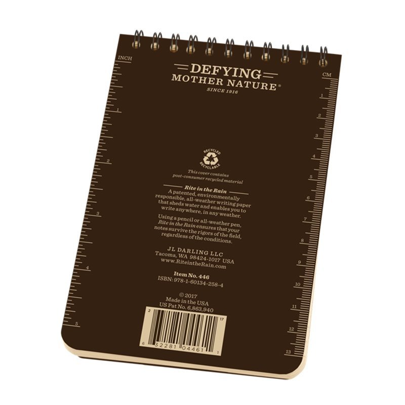 Carnet Rite In The Rain à spirale supérieure 10 × 15 cm 100 pages couverture Polydura