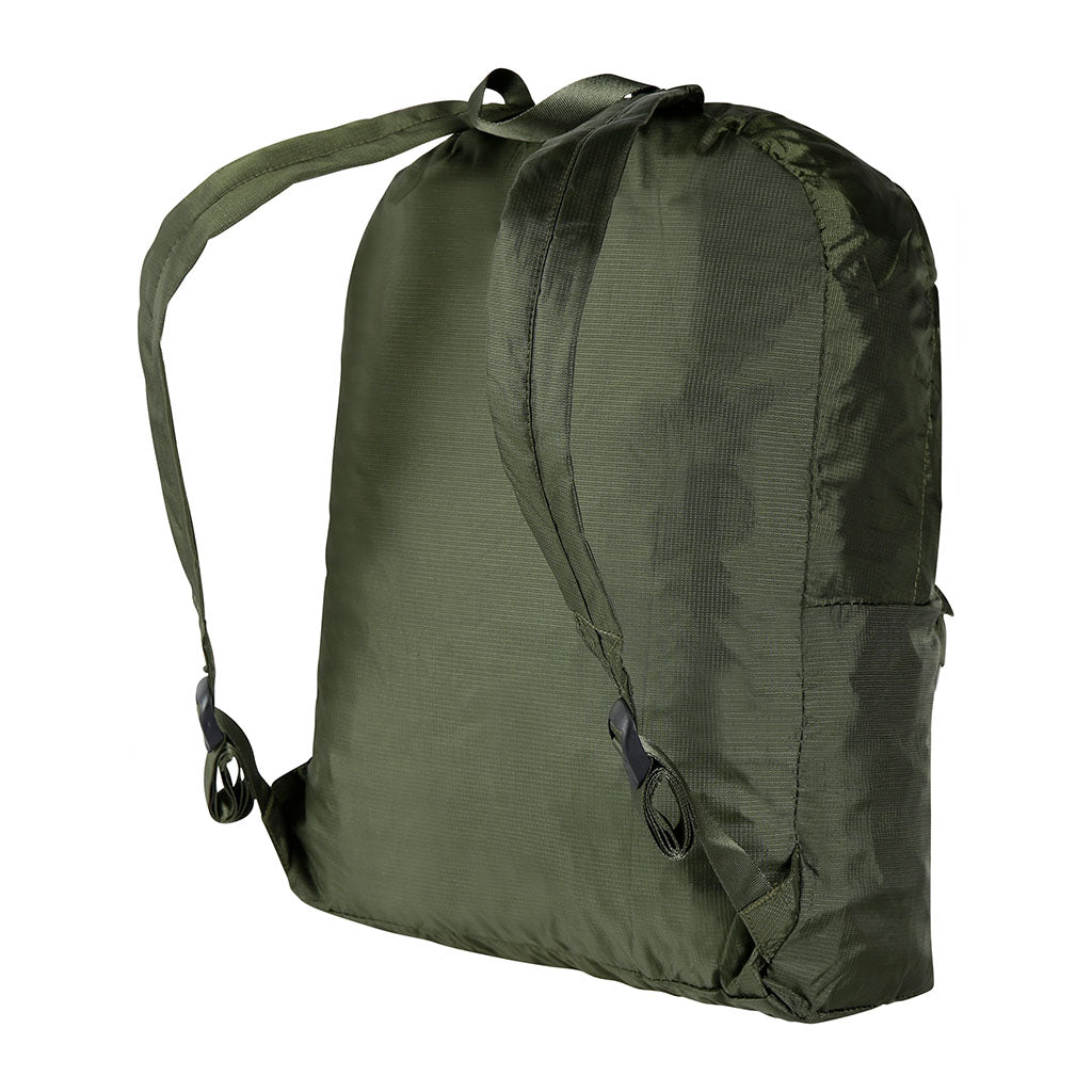 Sac à dos pliable Ares 25 L en nylon Ripstop rangé dans sa pochette intégrée