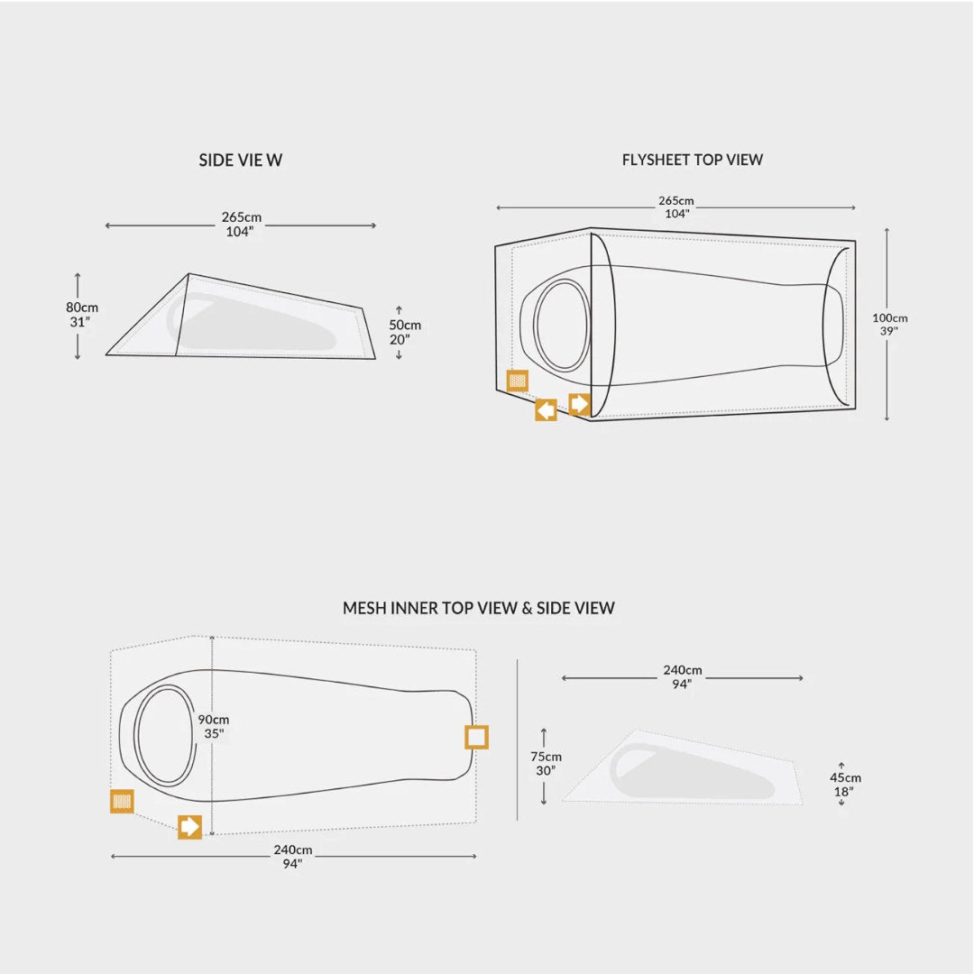 Tente monoplace Snugpak Ionosphere IX WGTE 265 x 100 cm 16 piquets alliage