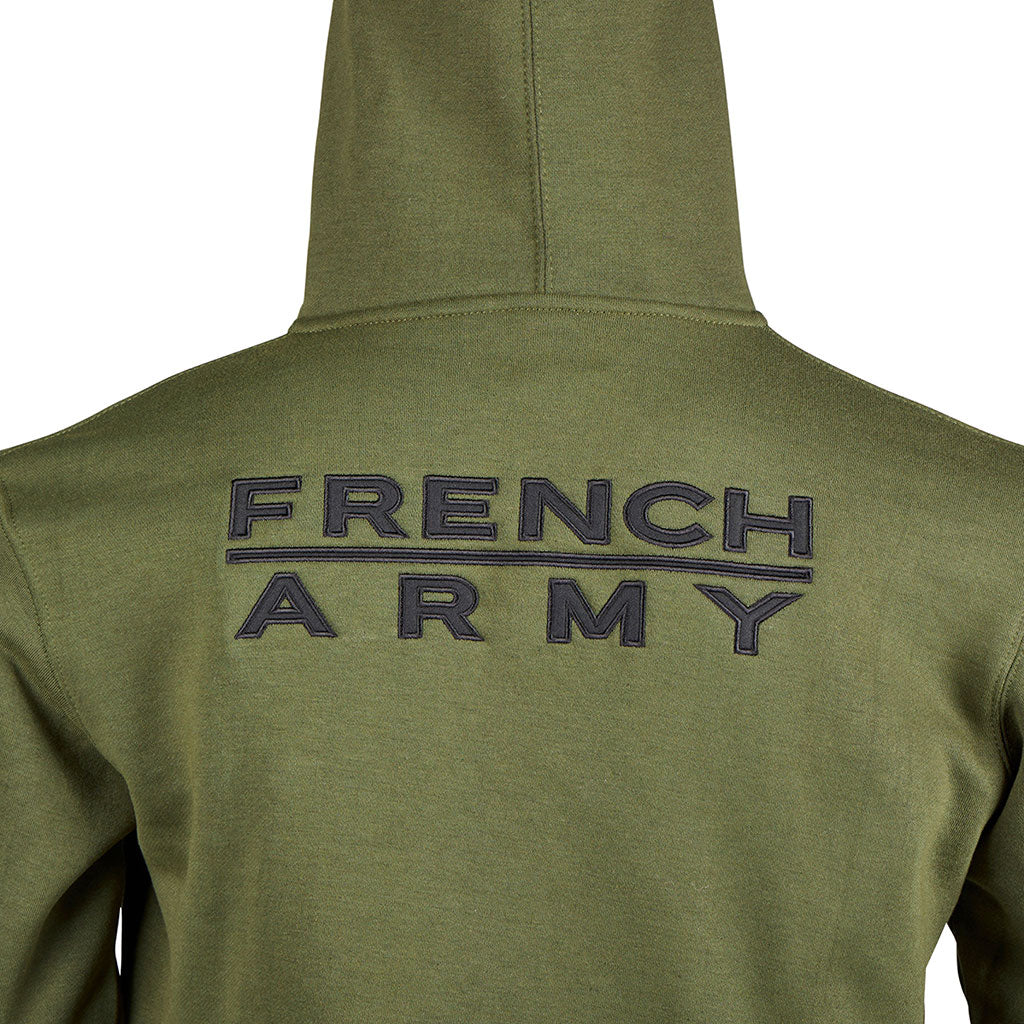 Sweat à capuche Ares polycoton 350 g/m² brodé FRENCH ARMY poche à glissière