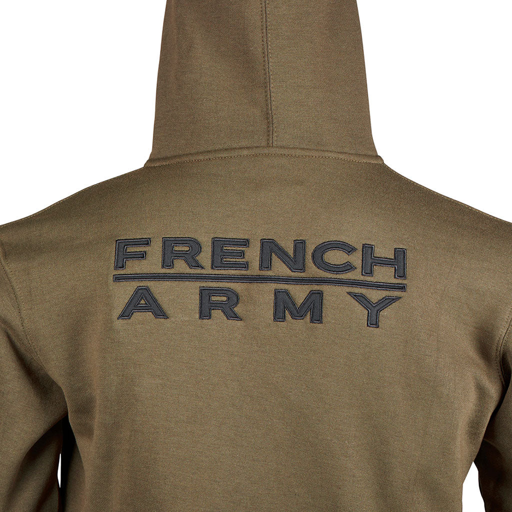 Sweat à capuche Ares polycoton 350 g/m² brodé FRENCH ARMY poche à glissière