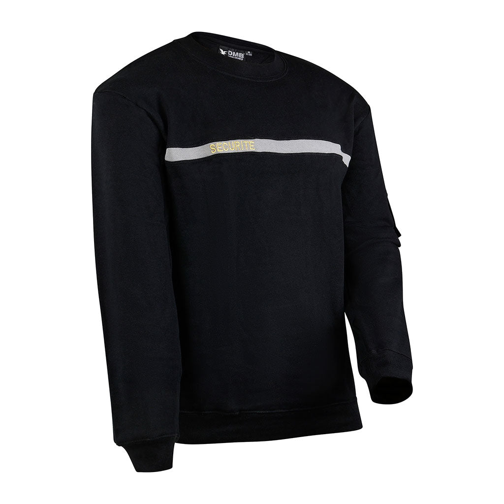 Sweat-shirt Ares col rond sérigraphié SECURITE en une couleur face et dos
