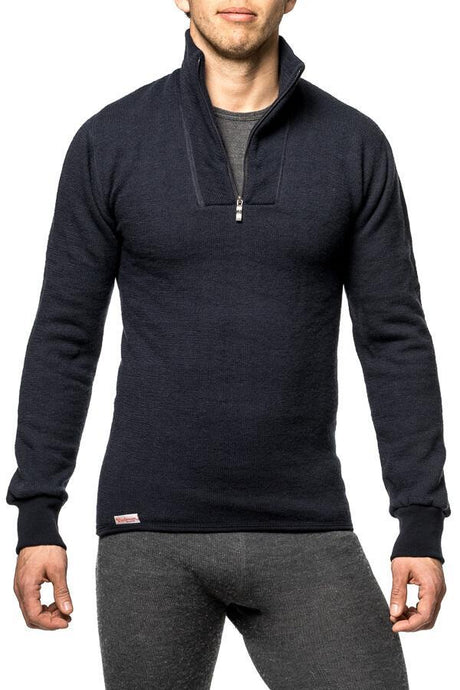 T - shirt thermorégulateur hiver ULLFROTTÉ ZIP TURTLENECK 400 Woolpower - Noir - Welkit.com