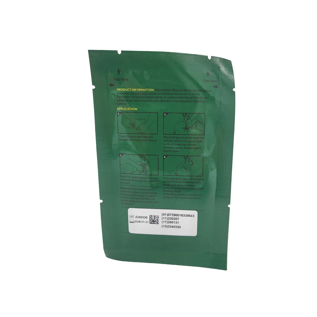 Pansement hémostatique vétérinaire WoundClot 8 x 20 cm pour plaies traumatiques animales