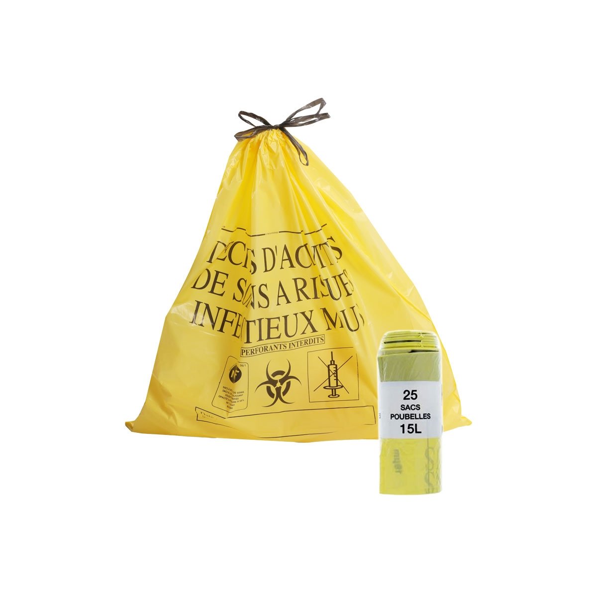 Sac DASRI Ylea 15 litres à lien coulissant conforme à la norme NF X 30-501